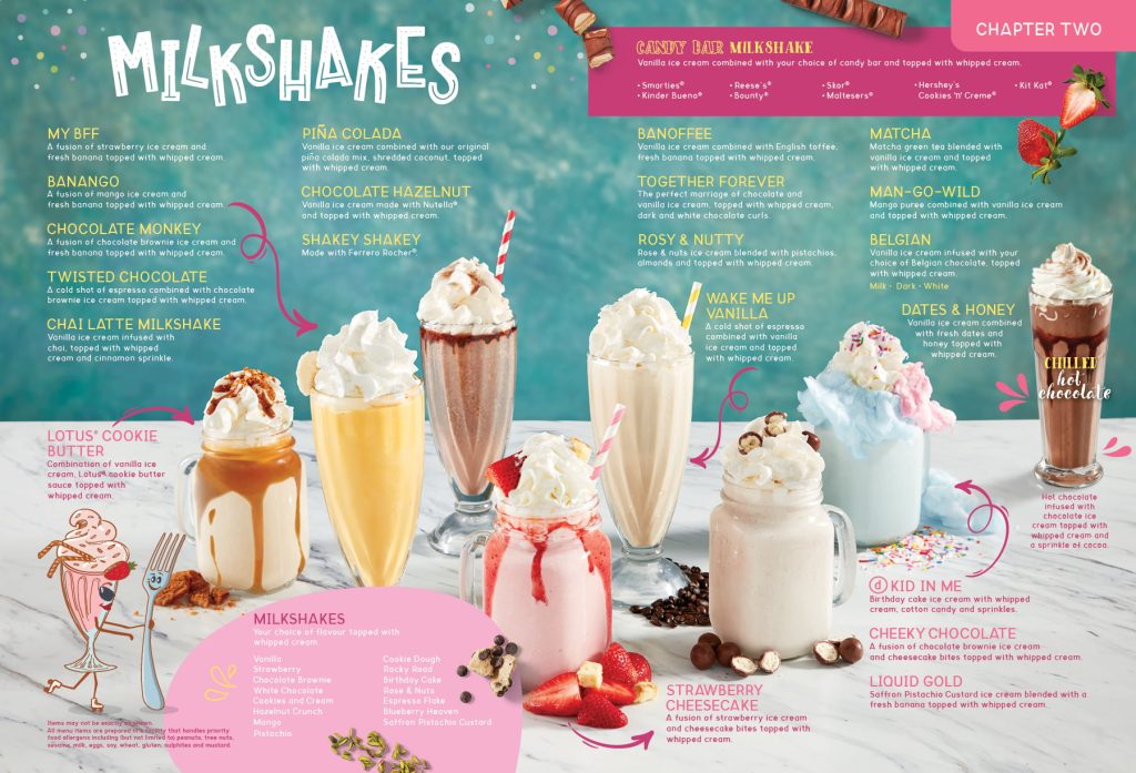 dspot menu milkshake