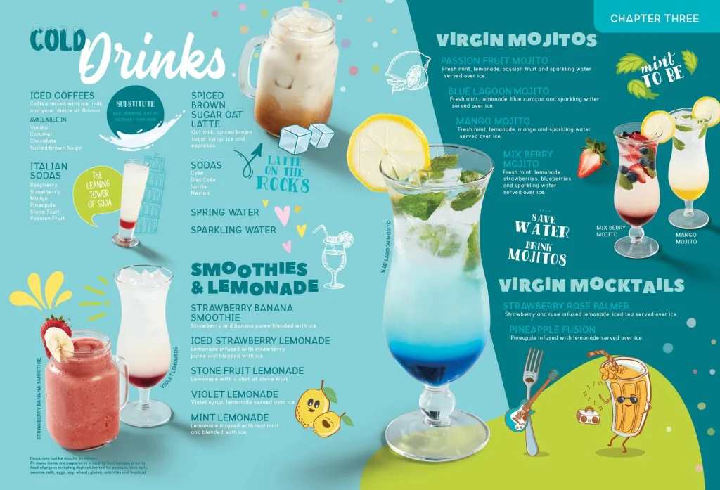 d spot dessert menu cold drinks