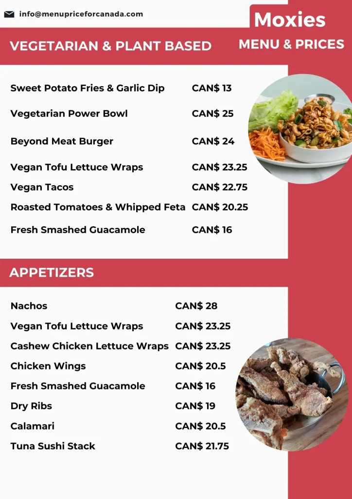 Moxies menu canada