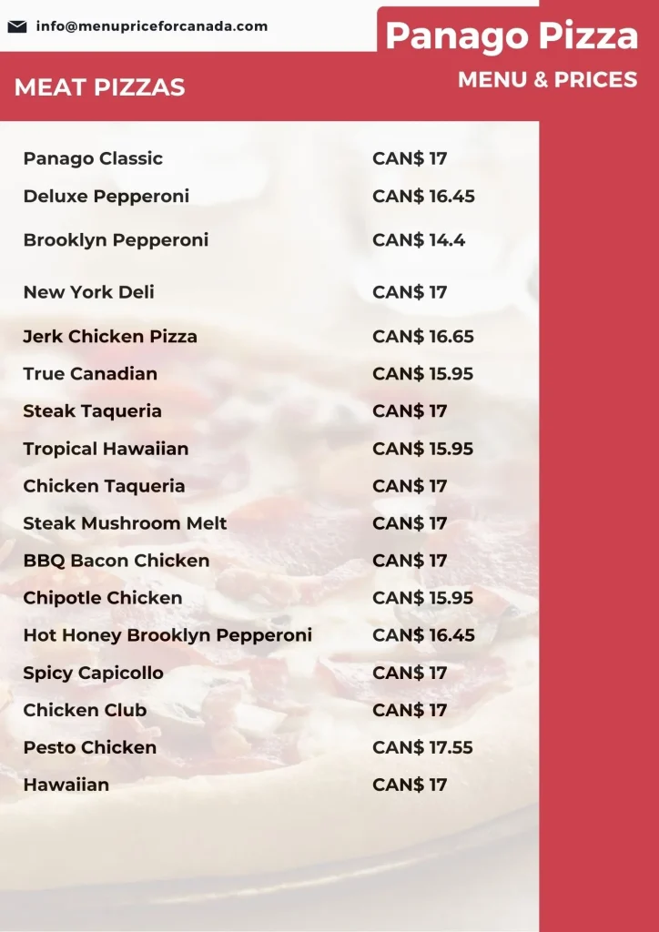 panago menu canada